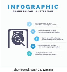 Gong, Music, China, Chinese Infographics Presentation Template. 5 Steps Presentation. Vector Icon Template background