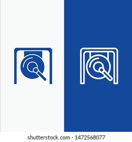 Gong, Music, China, Chinese Line and Glyph Solid icon Blue banner