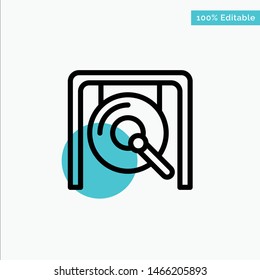 Gong, Music, China, Chinese turquoise highlight circle point Vector icon. Vector Icon Template background