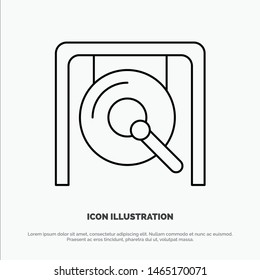 Gong, Music, China, Chinese Vector Line Icon. Vector Icon Template background