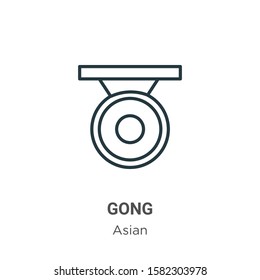 Gong outline vector icon. Thin line black gong icon, flat vector simple element illustration from editable asian concept isolated on white background