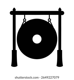 gong silhouette art illustration on white background.