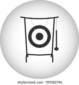 Gong stand mallet simple icon on round  background