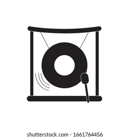 gong stick musical percussion melody sound music vector illustration silhouette style icon