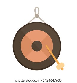 Gong traditional buddhist musical instrument vector illustration