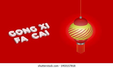 Gong Xi Fa Cai background with bright red color. 3d vector and lantern lights. happy chinese new year