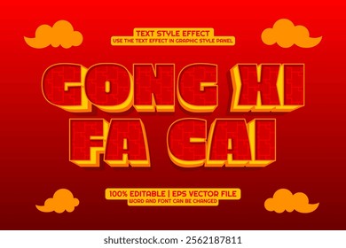 Gong Xi Fa Cai Chinese Editable text effect cartoon style