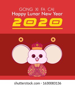 gong xi fa cai has mean happy lunar chinese new year 2020 with rat illustration