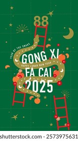 Gong xi fa cai snake and ladder green