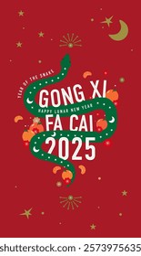 Gong xi fa cai snake Green red