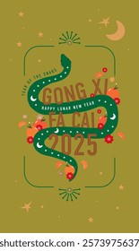 Gong xi fa cai snake Green gold