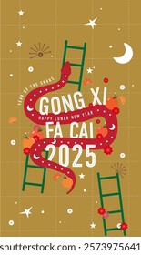 Gong xi fa cai snake and ladder gold