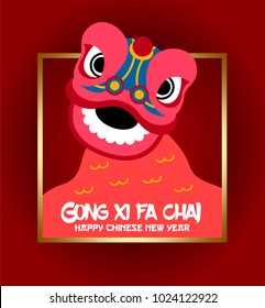Gong xi fa chai chinese new year with lion dance