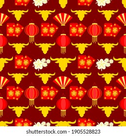 Gong xi fat cai seamless pattern for backgrounds, templates, banners and other purposes