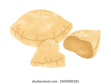 Gonggal-ppang, balloon shaped bread. Street korean snack, cartoon style illustration