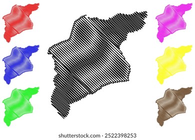 Gonten District (Switzerland, Swiss Confederation, Canton of Appenzell Innerrhoden or Appenzell Inner-Rhodes) map vector illustration, scribble sketch Bezirk Gonten map