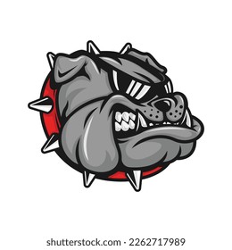 Gonzaga Bulldog mascot head with black sunglasses on logo vector illustration