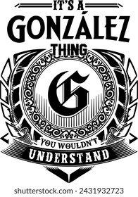 Diseño de apellido González para serigrafía en camisetas