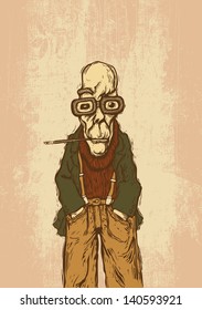 Gonzo pressman, funny character. vector illustration. drawing style.