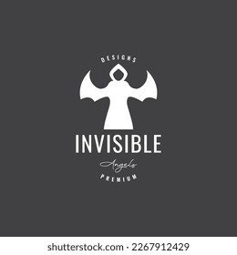 good angel invisible wings white vintage logo design vector icon illustration