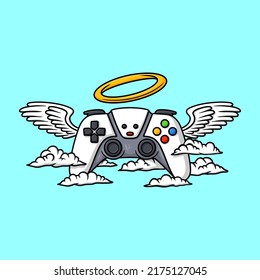 Good Angel joystick flying in the clouds Illustration Controller Vector