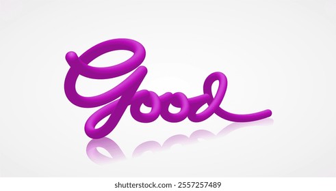 Good Artistic 3D Style Text Design. Cursive Decorative Good Word in 3D Effect 