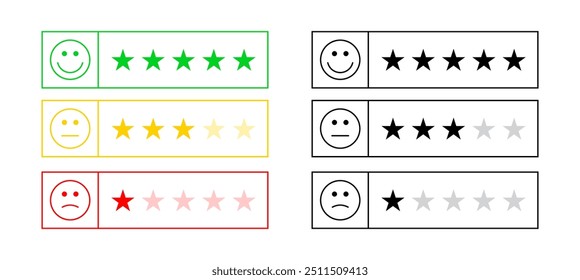 Good, Average, Bad Rating Emoji Face Stock Vector Graphics - Feedback, Review, and Opinion Emoticon Illustrations for Website, App, and Digital Product Design - Emotion Expression Icons and Faces