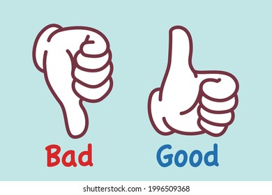  Good, Bad hand sign  ,vector illustration 