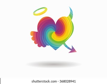 good and bad heart colorful icon