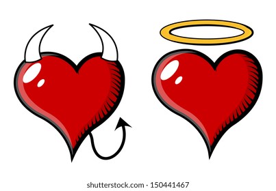 Good and Bad Heart - Vector Illustration