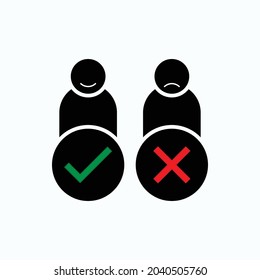 Icono bueno y malo. Símbolo de caracteres humanos - vector.