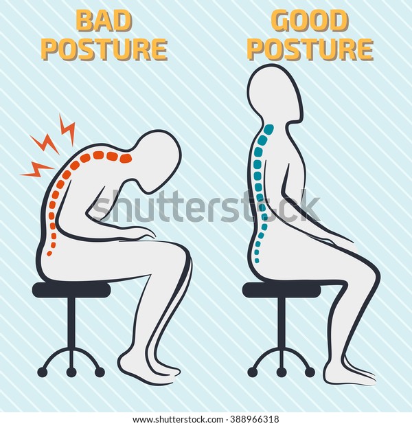 Good Bad Posture Stock Vector (Royalty Free) 388966318