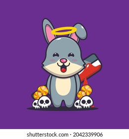 Good Or Bad Rabbit Holding Bloody Machete