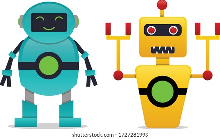 Good and Bad robot vector illustration design

