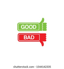 Good and Bad signs with silhouette thumb concept
