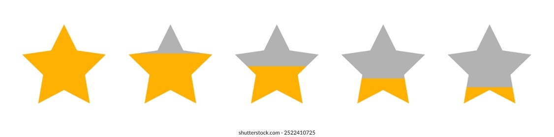 Good to bad star rating. Quality feedback satisfaction concept. Achievement award survey reputation review satisfaction score symbol.	