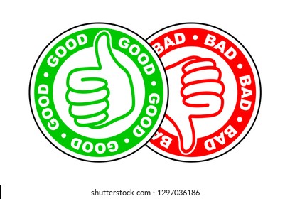 good and bad thumbs up and down icon