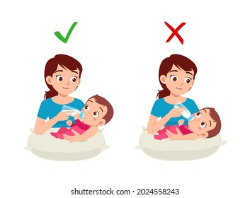 good and bad way for mother to feed baby