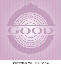 Good badge with pink background