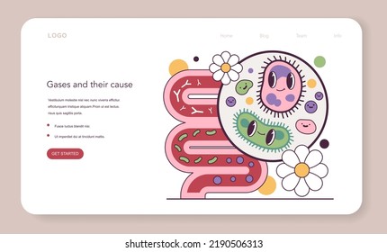 Good balance of intestinal flora. Microorganisms maintenaning intestinal cells, developing the immune system and destroying pathogens, drugs and toxins. Flat vector illustration