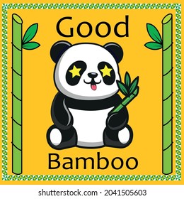 Good bamboo. Panda bear with bamboo.