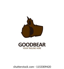 Good bear thumb bear hand logo icon illustration of grizzly bear hand
