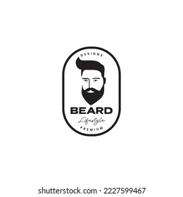 good bearded man hairstyle badge vintage logo design vector