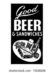 Good Beer And Sandwiches - Retro Ad Art Banner