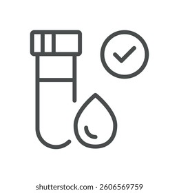 Good Blood Tests Icon. Thin Line Illustration of Comprehensive Blood Analysis, Quality Screening and Laboratory Verification for Optimal Health Diagnostics