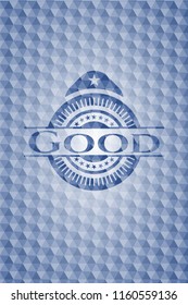 Good blue emblem with geometric background.