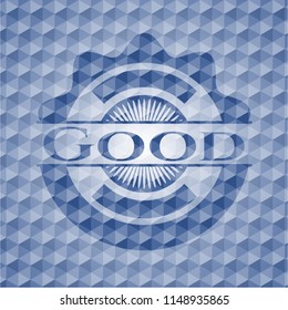 Good blue polygonal badge.