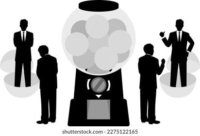 Good boss and bad boss lottery luck silhouette illustration