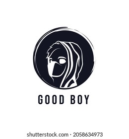 Diseño del logo del buen chico en el fondo blanco