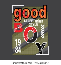 good boy Premium Vector illustration of a text graphic. suitable screen printing and DTF for the design boy outfit of t-shirts print, shirts, hoodies baba suit, kids cottons, etc.